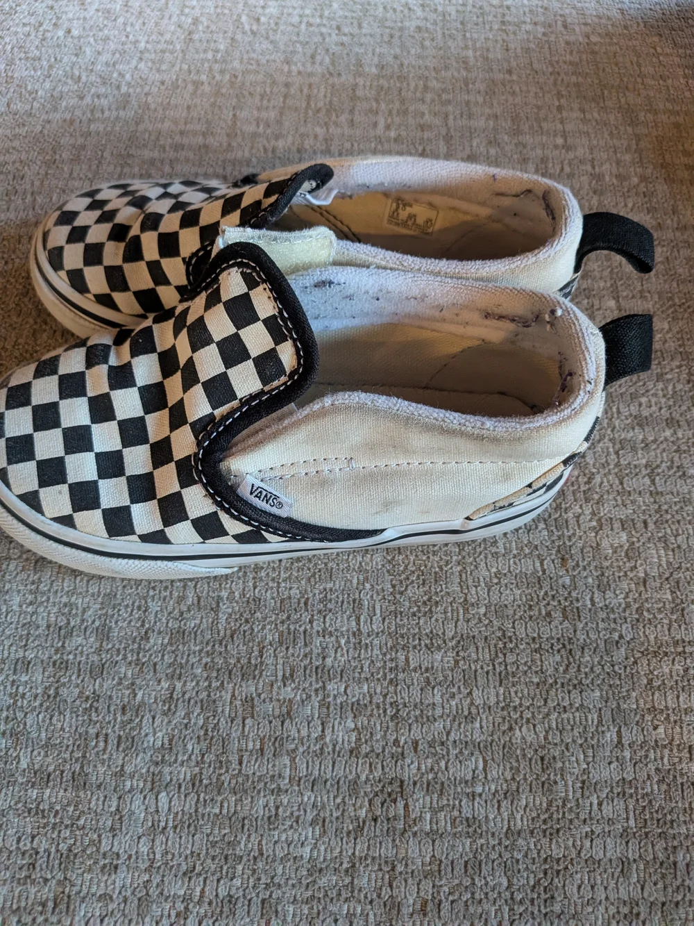 Vans Kids Black and White Checkerboard Slip-On